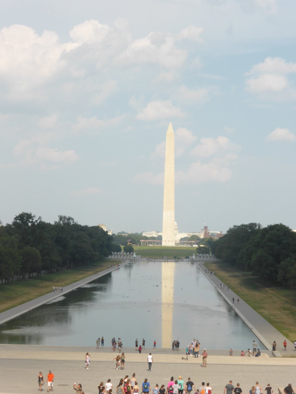 Looking towards the Washington Monument from the Lincoln Memorial in Washington D.C.