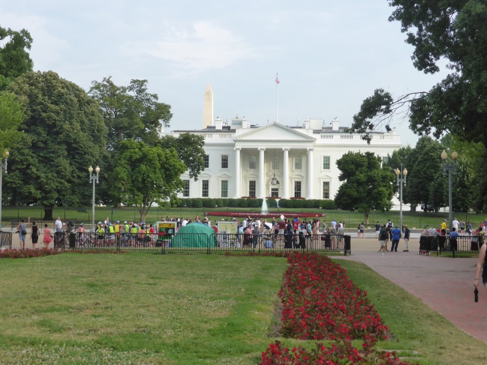 Looking at the White House from Lafayette Square in Washington D.C.